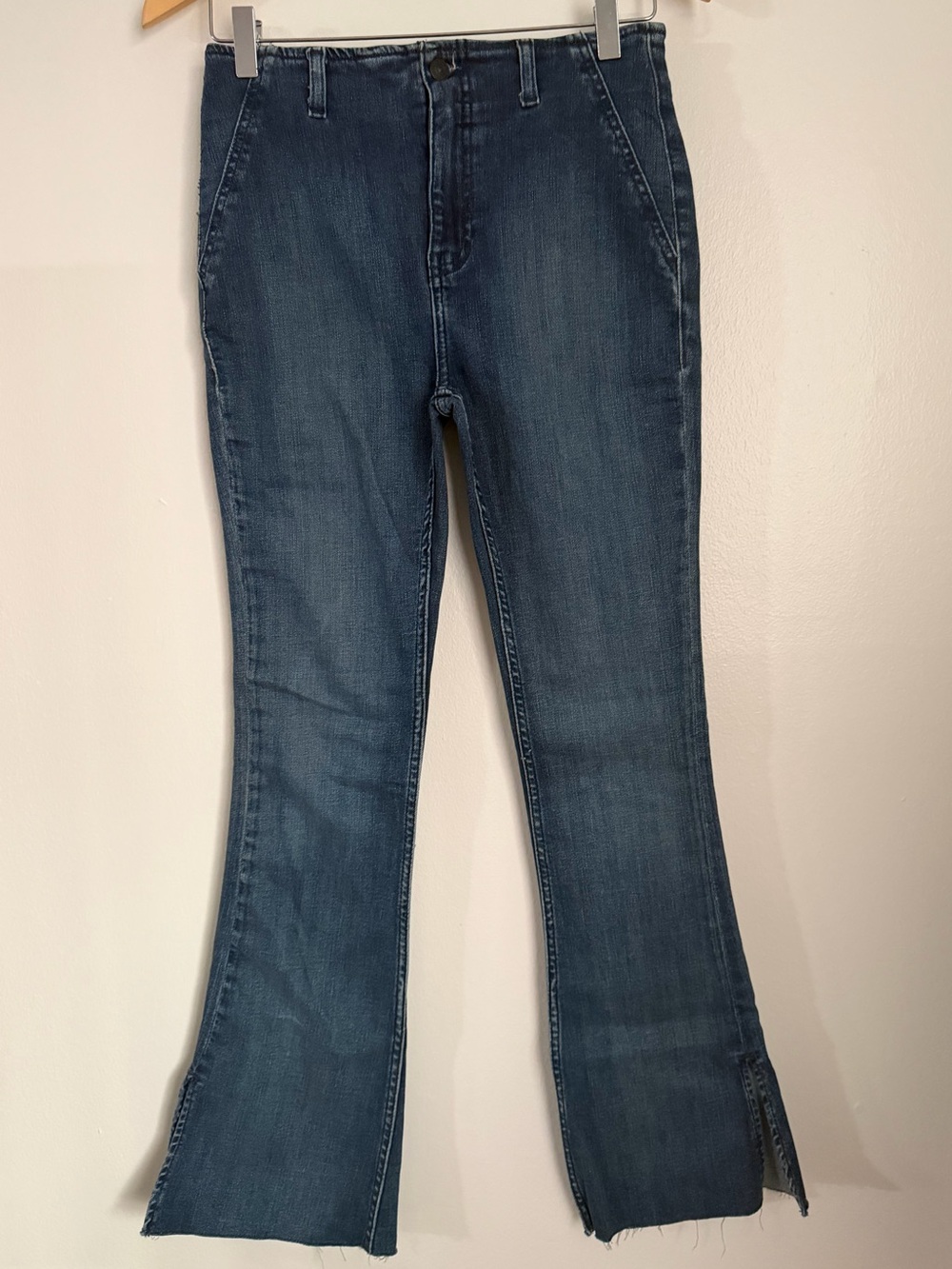 We The Free FP High Rise Flare Jeans Stretch Dark Wash Women Sz 28
